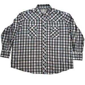 Wrangler 2XL Plaid Pearl Snap Shirt Long Sleeve Western Retro Country